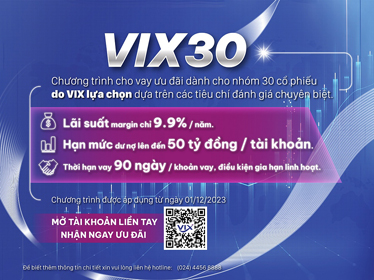 Sản phẩm VIX30 – Lãi suất ưu đãi 9.9%/năm