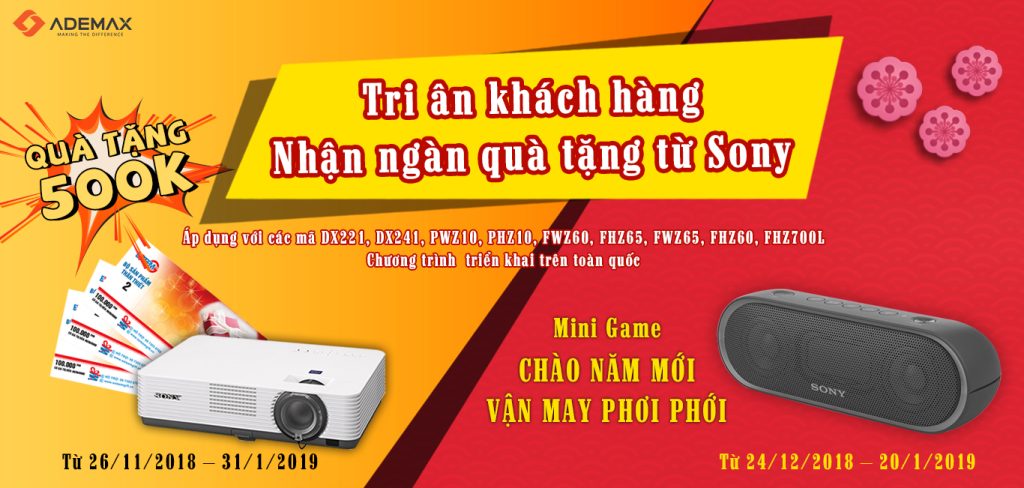 MÁY CHIẾU SONY KHUYẾN MÃI HẤP DẪN DỊP CUỐI NĂM